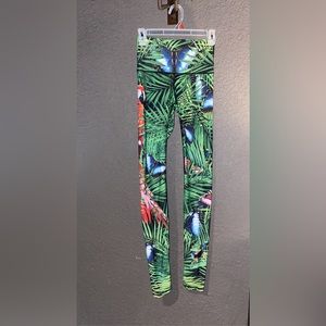 Tropical Butterfly Print Leggings - Green